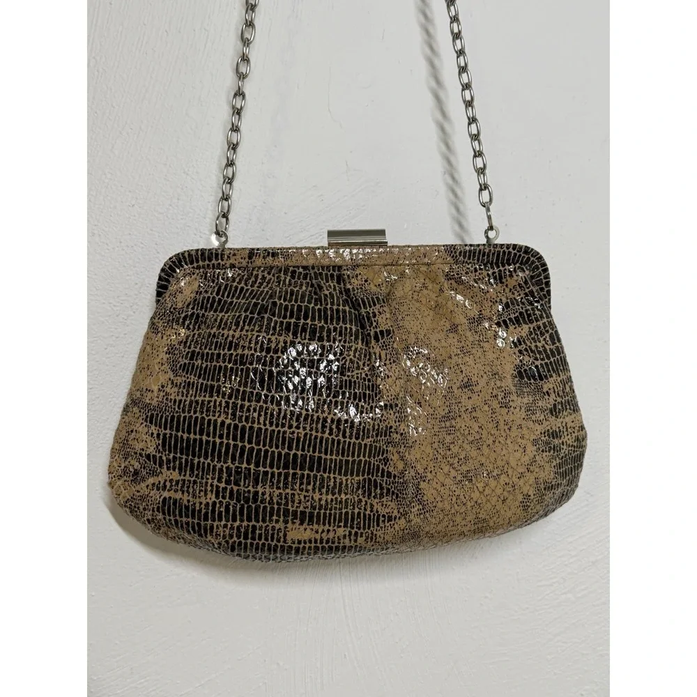 Hobo International Dove Crackle Exotic Animal Print Python Clutch Bag Small 9